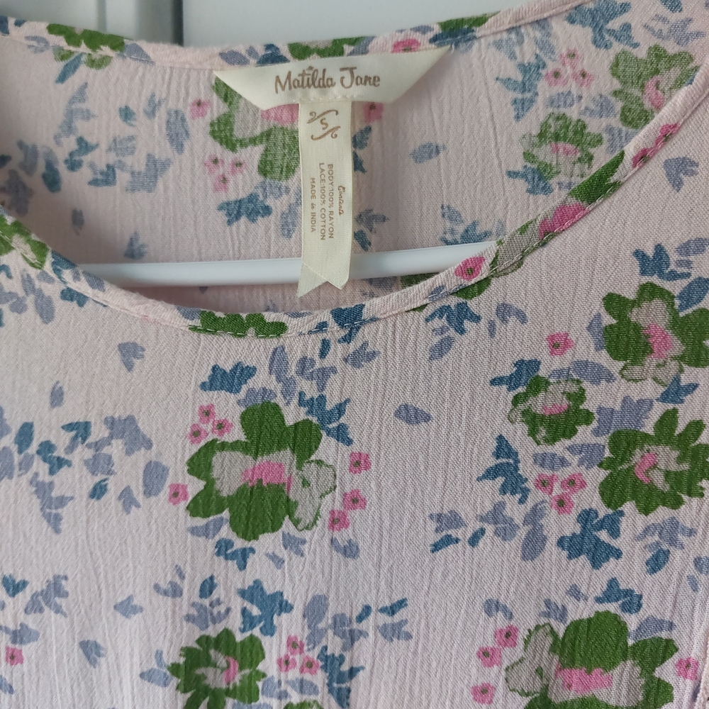 Matilda Jane Pink Floral Lace-Trim Boho Dress - Picture 2 of 5